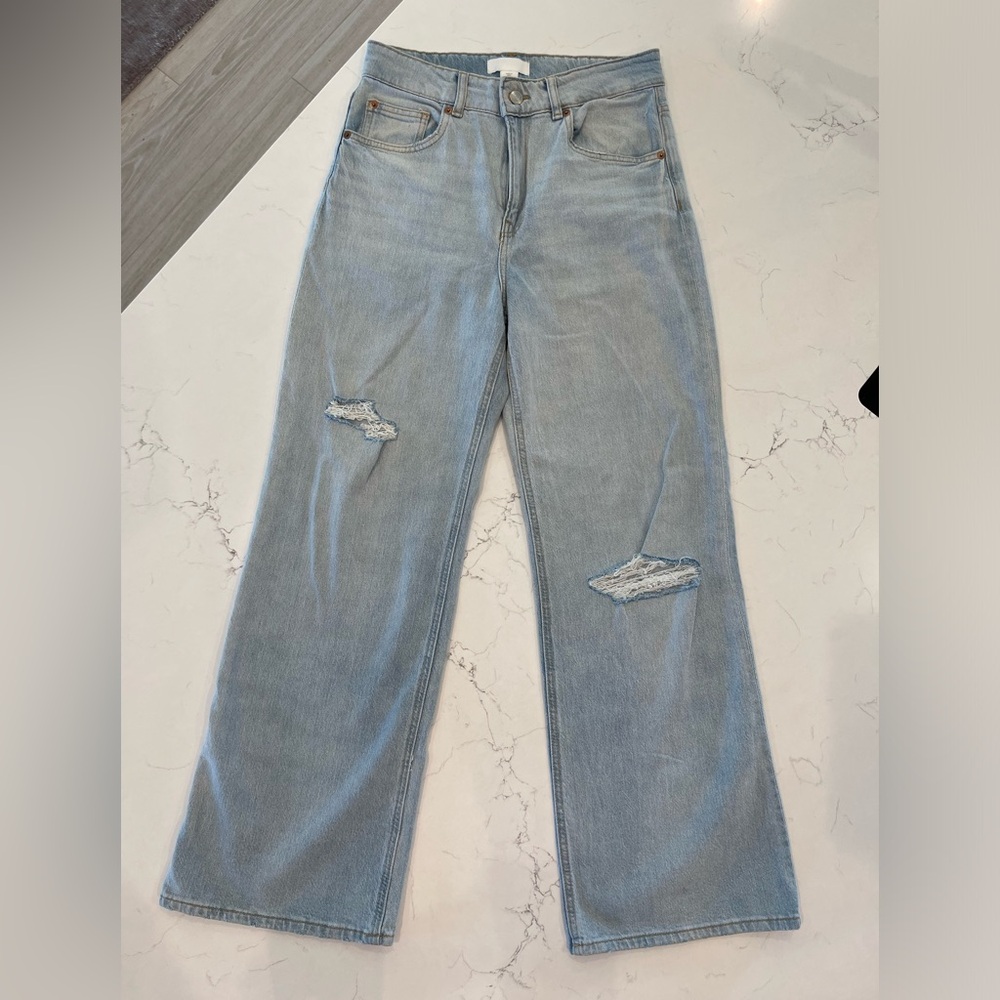 H&M High Waisted Light Blue Women's Wide Leg Jeans